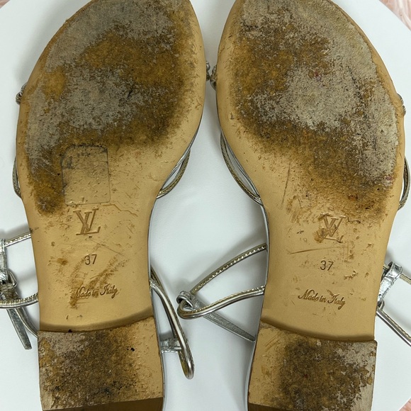 LOUIS VUITTON Sunseeker Flat Sandal Gold/Silver EU37 - Picture 5 of 5
